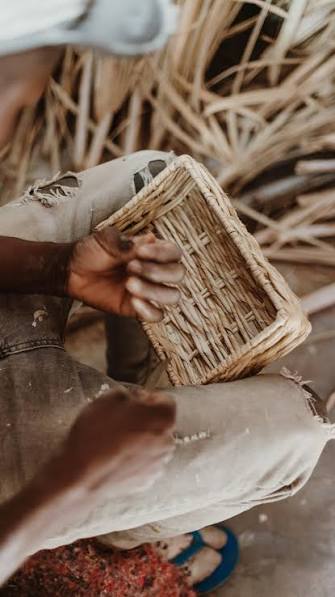 Date Palm Leaf Rice Storage Basket